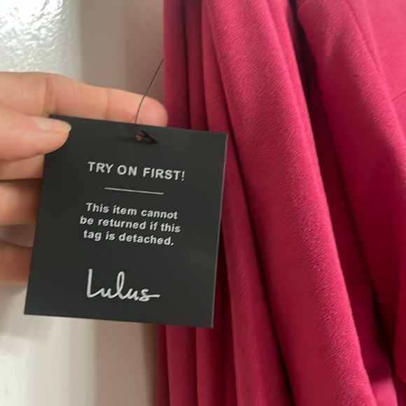 Lulu’s hot pink, one shoulder wide leg jumpsuit, new with tags - Picture 8 of 8